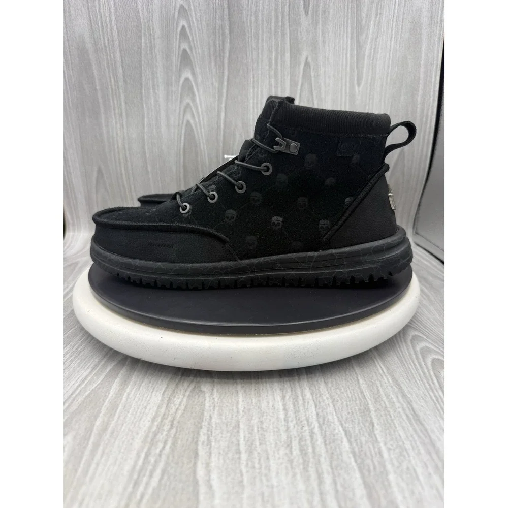 Hey Dude x Jelly Roll Mens Size 12 Black Suede Skull Chukka Ankle Boots Shoes